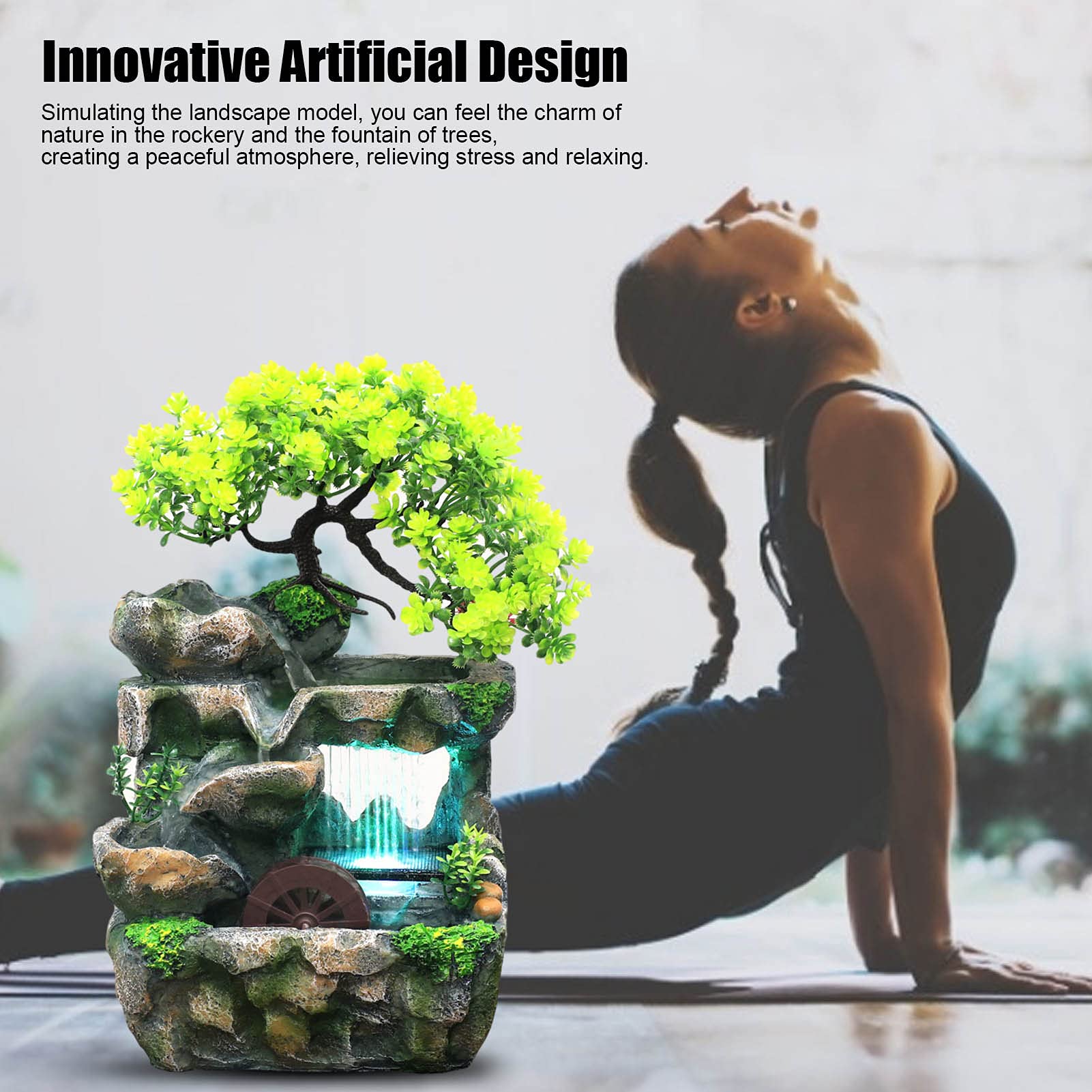 Waterval Fountain Indoor, Fengshui Flower Vase Waterfall - 4-laags