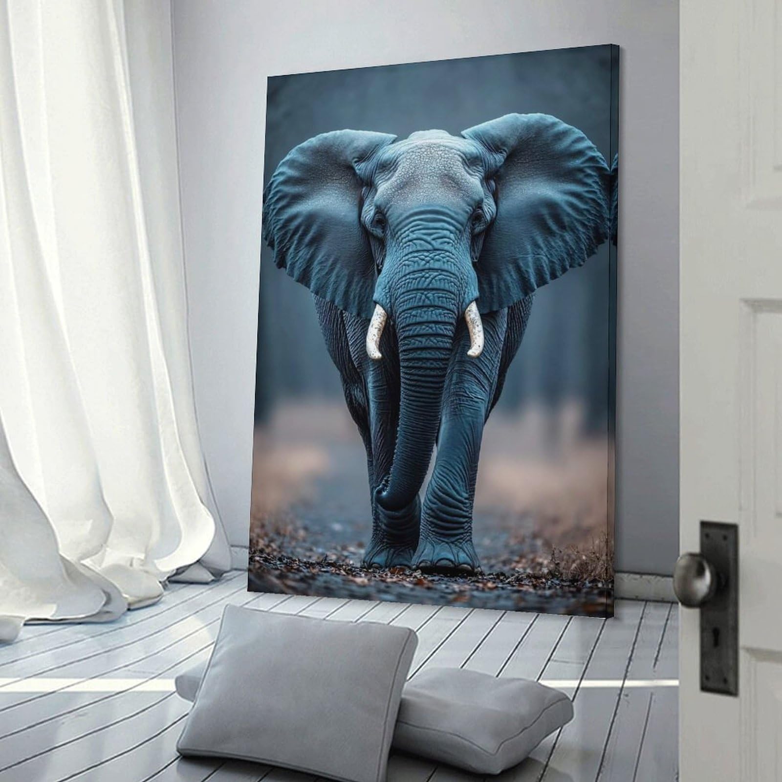 Junmoney Majestic Elephant Portrait Wall Decor Canvas Print, 20x30inch(50x75cm), for Wall Displays, Bedrooms Or Room Updates, Wall Decor Suited to Curated Displays