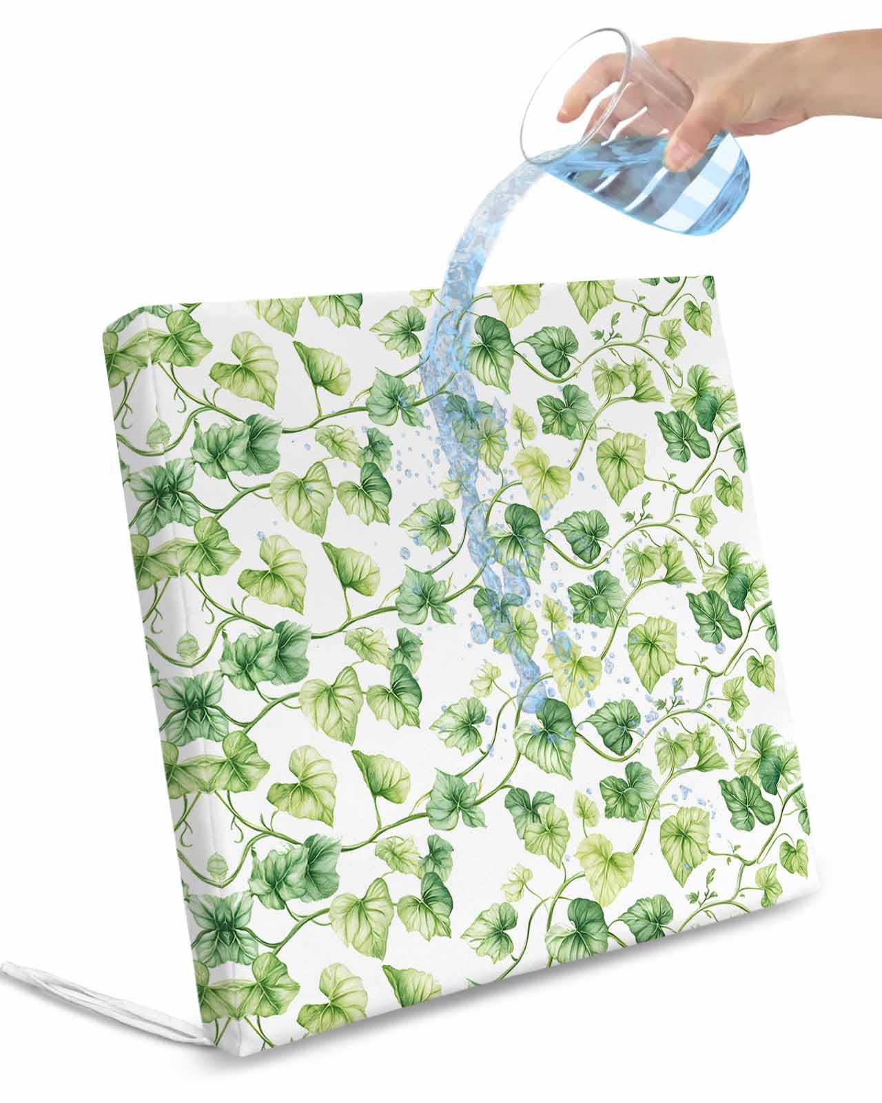 2 Pack Pastoral Leaves Waterproof Cushion Covers with Ties, Outdoor Patio Chaise Lounge Chair Seat Cushion Slip Covers Replacement(Only Cover) Spring Retro Botanical Garden Plant 20