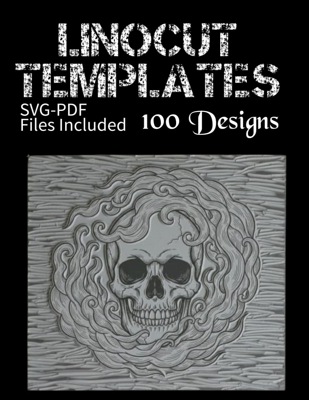 Linocut templates Creepy & Spooky: 100 designs for Block Carving and Printmaking, with Digital Files ( pdf and svg ) Included