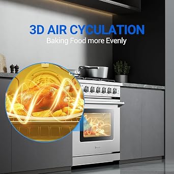 AAOBOSI 36 Inch Front Control Gas Range Oven,78000 BTU Convection Oven | 6 Cu. Ft 6 Cooktop Burners, Self Clean, Freestanding Heavy Duty Gas Range Stove with Halogen Light,Large Capacity