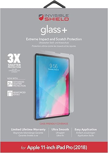 Miniatura 2 de Invisible Shield ZAGG InvisibleShield Glass Plus - Protector de pantalla de vidrio templado hecho para Apple iPad Pro de 11 pulgadas, transparente