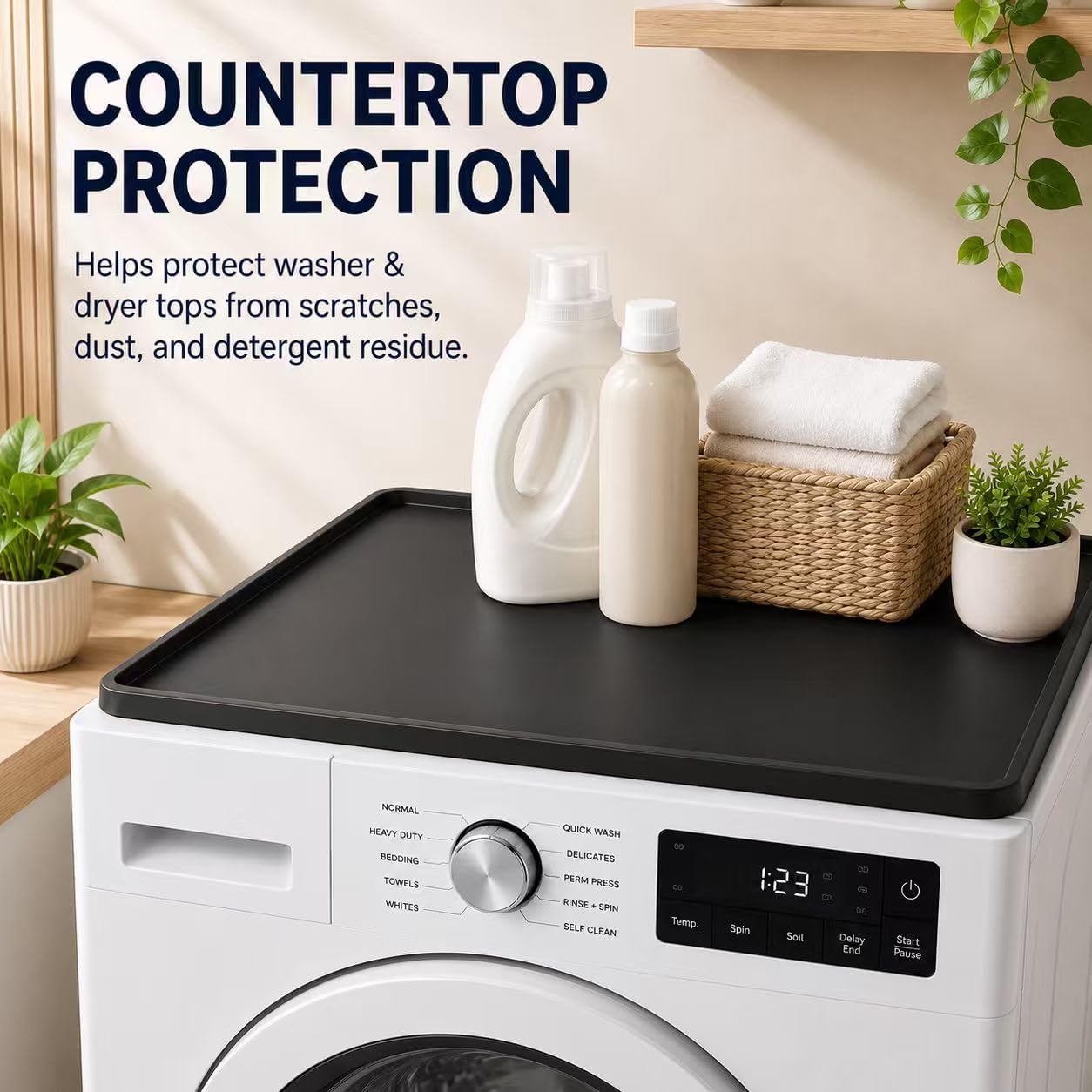 Dryer Top Protector Mat for Washer and Dryer 23.6 x 19.7 in Black 1 Pack image 2