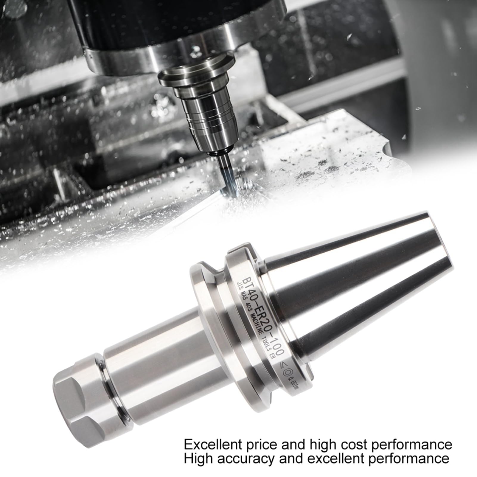 Portautensili a pinza BT40 – ER20 – 100, accessorio di fresatura CNC ad alta precisione, pinza a pinza ER20 di precisione per mandrino BT40 con range di serraggio da 1 a 13 mm,
