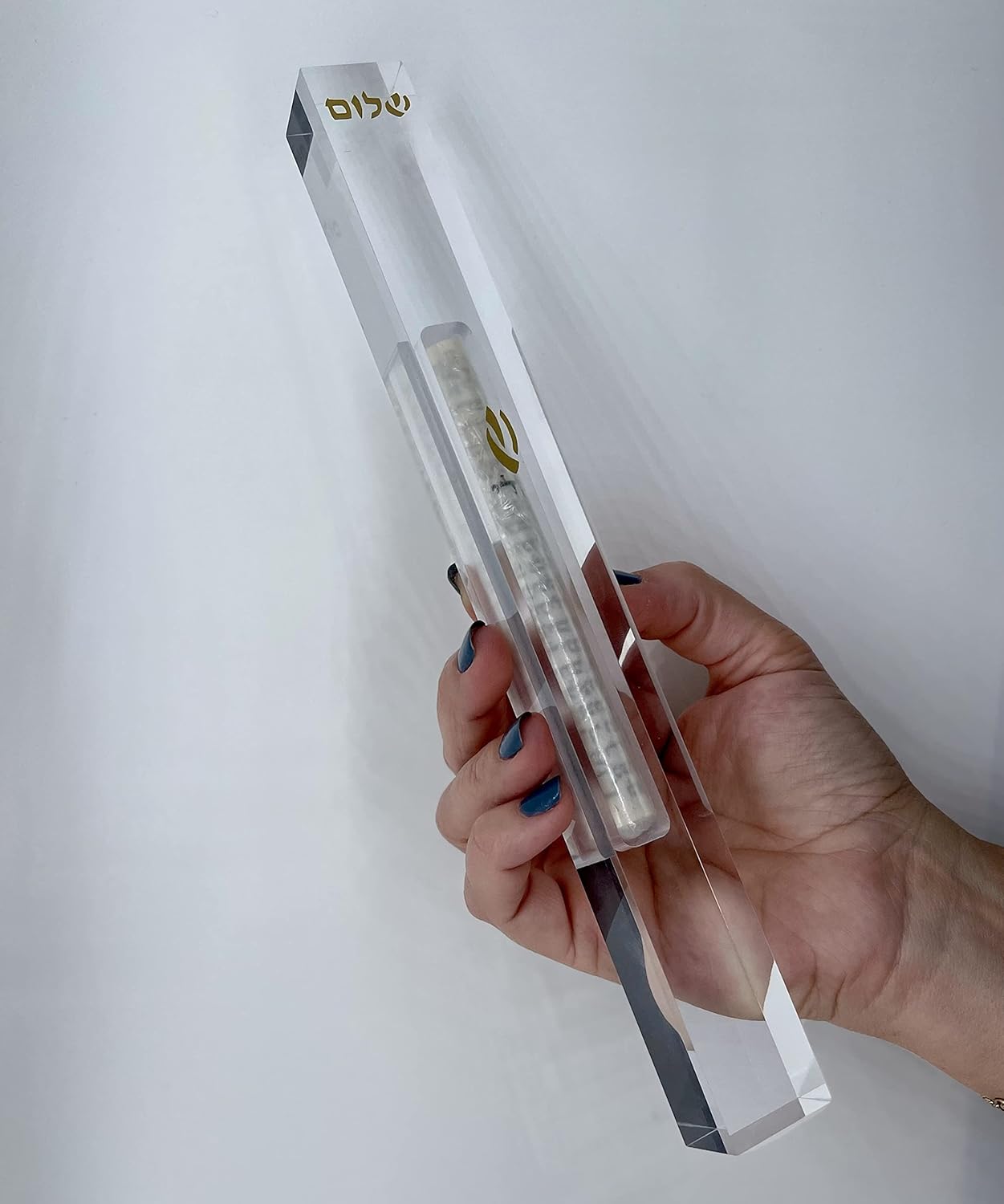 Clear Acrylic Modern Large Mezuzah Case 10 inches With