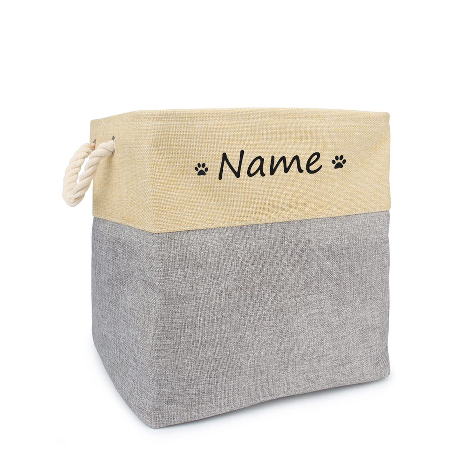 CZD Dog Toy Box Personalised Name,Dog Toy Box Large Personalised,Personalised Dog Toy Box,Dog Toy Box Storage,Dog Toy Basket Storage (XL 33X33X33cm,grey)