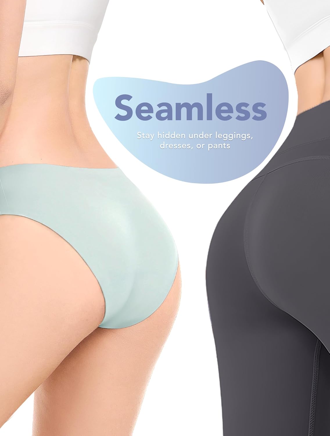 TIICHOO Period Underwear for Women Seamless Leakproof Bikini Regular Absorbency Period Panties 5 Pack - Image 6