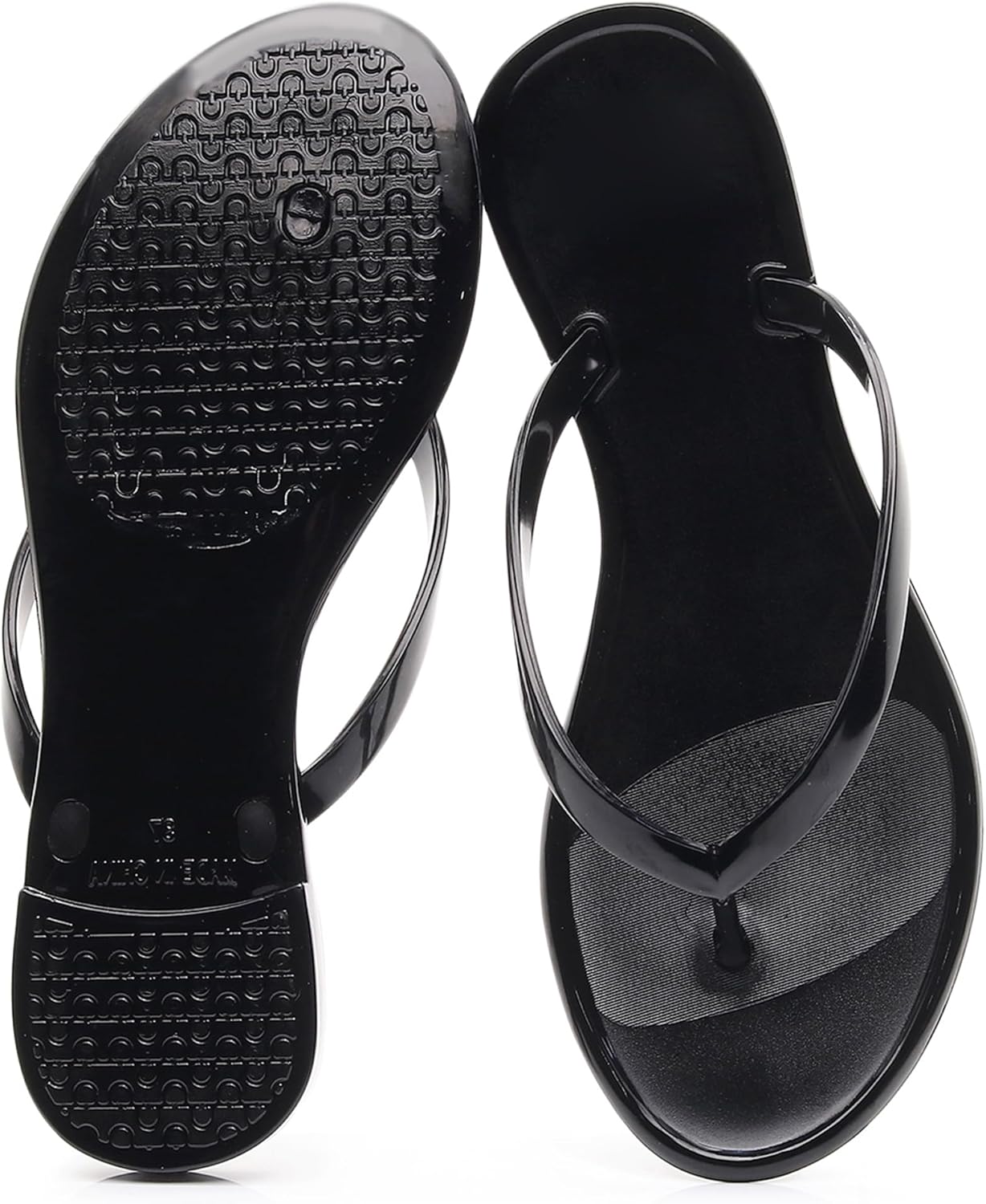 Libbook Womens Flip Flops Thong Sandals Jelly Shoes Flat for Ladies Slides Black Slippers Size 9 Slip On Summer Beach Dressy - Image 4