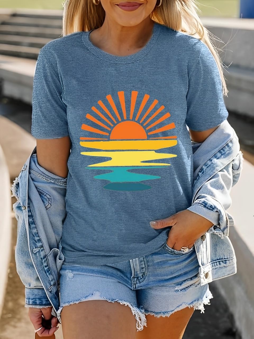 Outdoor Shirts for Women Retro Graphic Print Hiking Mountain T Shirts Summer Comfort Beach Hiking Workout Tee Tops image 4