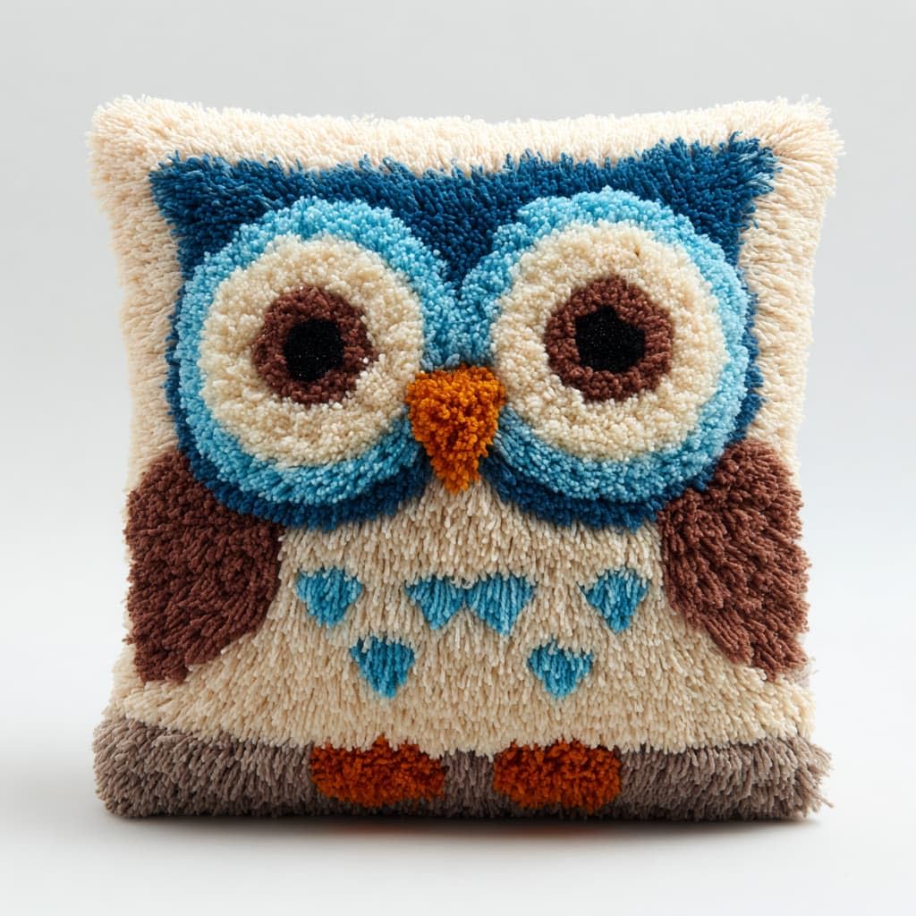 WallustrioaW Latch Hook Kits Pillow,Animal Owl