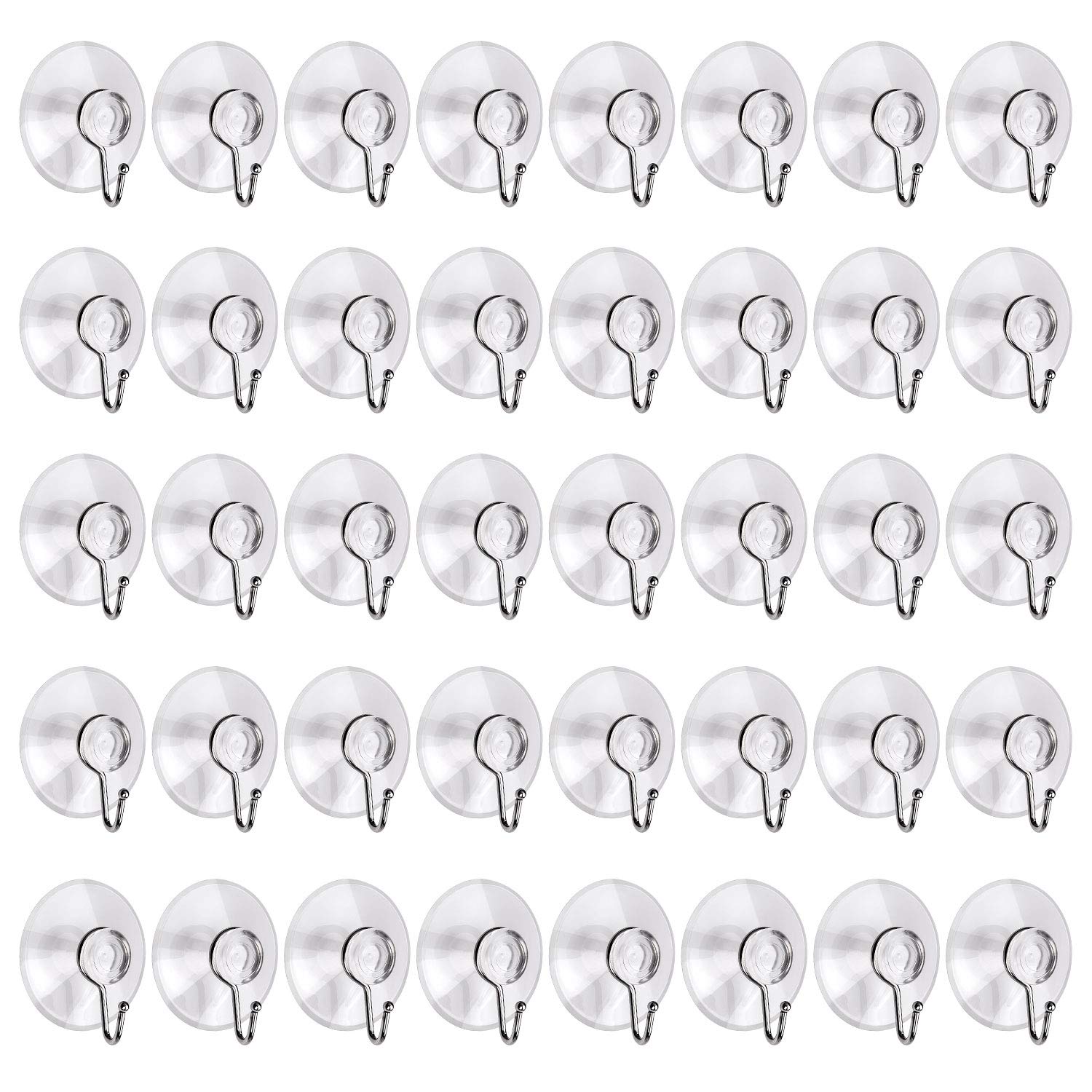 Lot de 40 ventouses universelles de 4,5 cm robustes en PVC transparent pour toutes surfaces vitrées