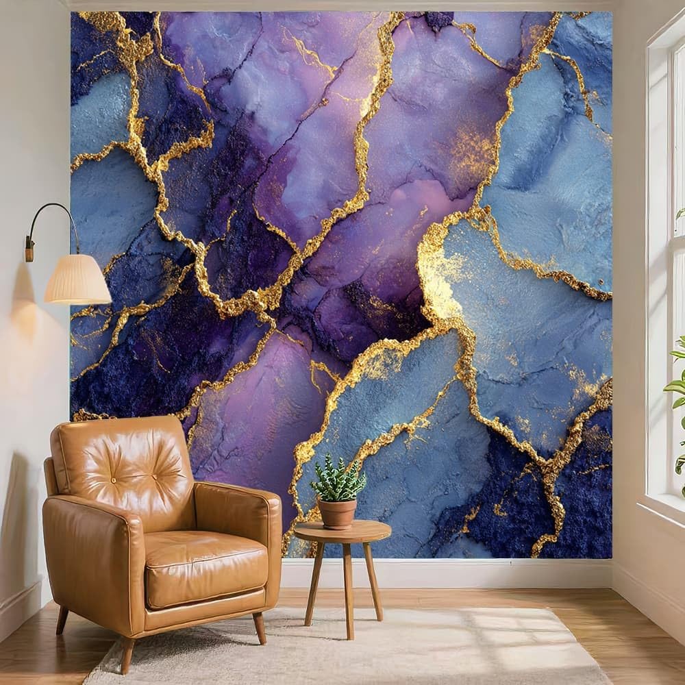 Fioletowa tapeta z włókniny salon sypialnia 350 x 256 cm