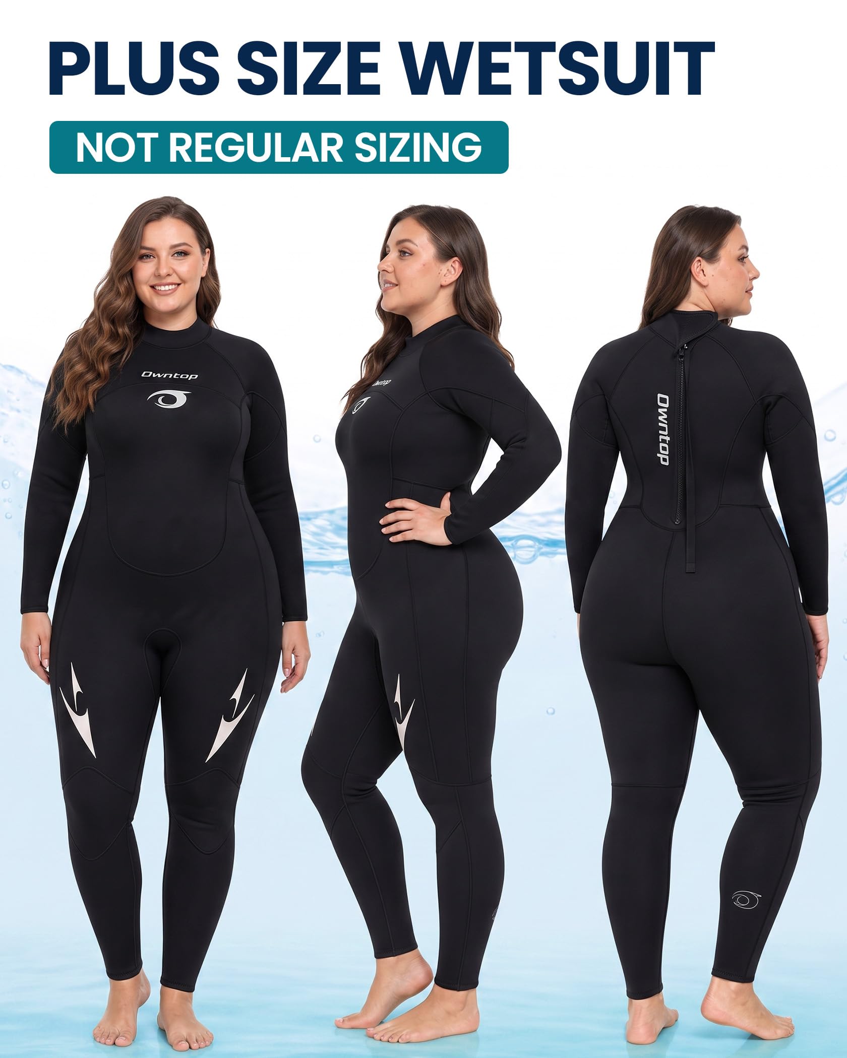 Owntop Combinaison de plongée thermique en néoprène de 3/2 mm avec fermeture éclair dans le dos pour homme et femme, pour plongée en eau froide et surf