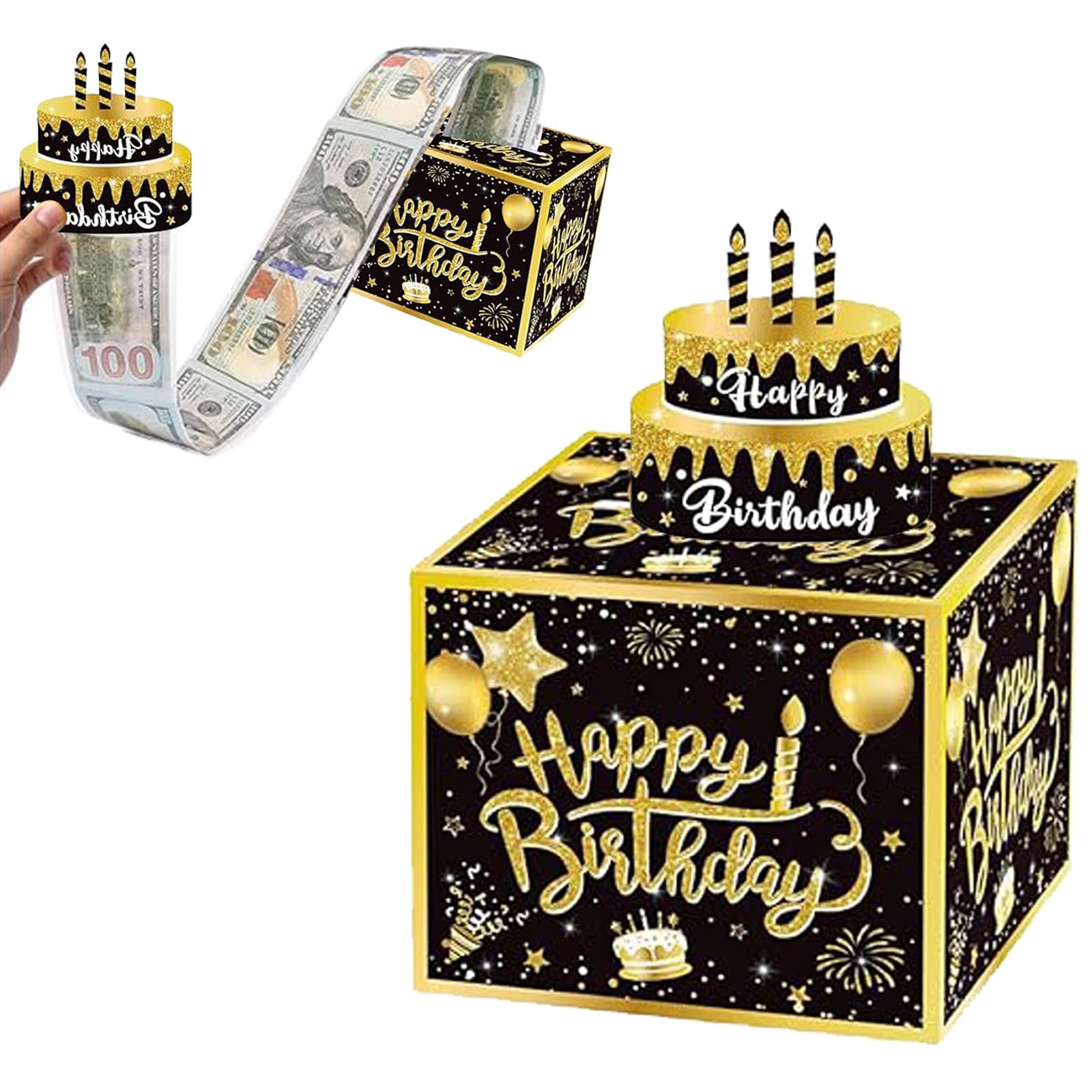 LINXINS Birthday Money Box Cash Gift Pull, Money Balloon Surprise, Surprise Money Gift Box, Happy Birthday Money Box for Cash Gift, Money Cake Pull Out Kit, Money Gift Ideas, Party Supplies