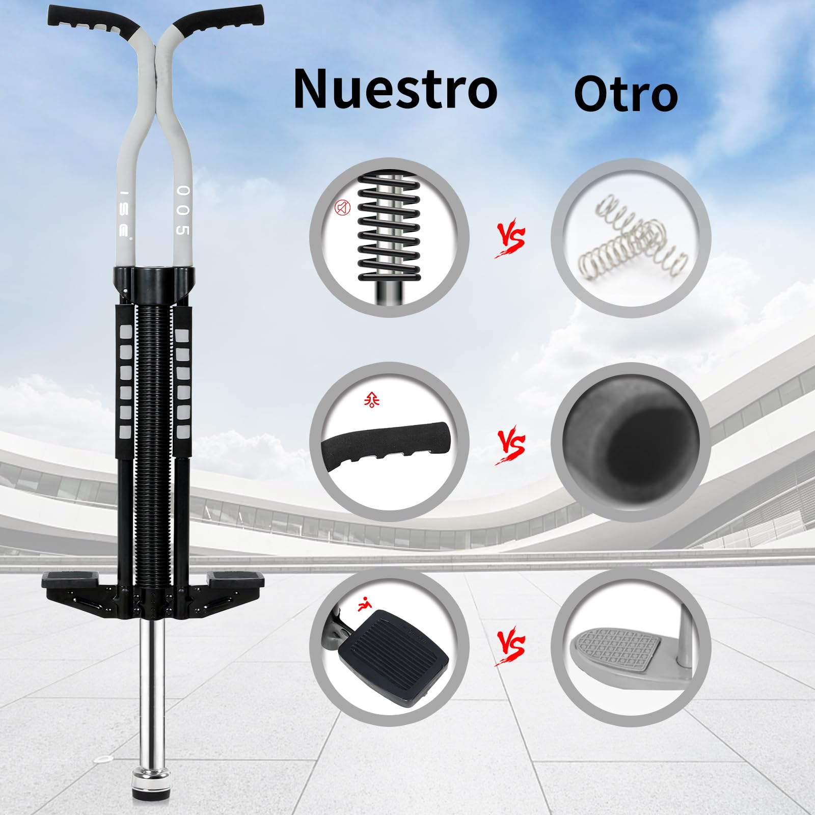 ISE Pogo Stick Bastón salador, Juguetes al Aire Libre, Entretenimiento para Padres y niños, Juegos Divertidos, Juegos de Aire Libre para niños