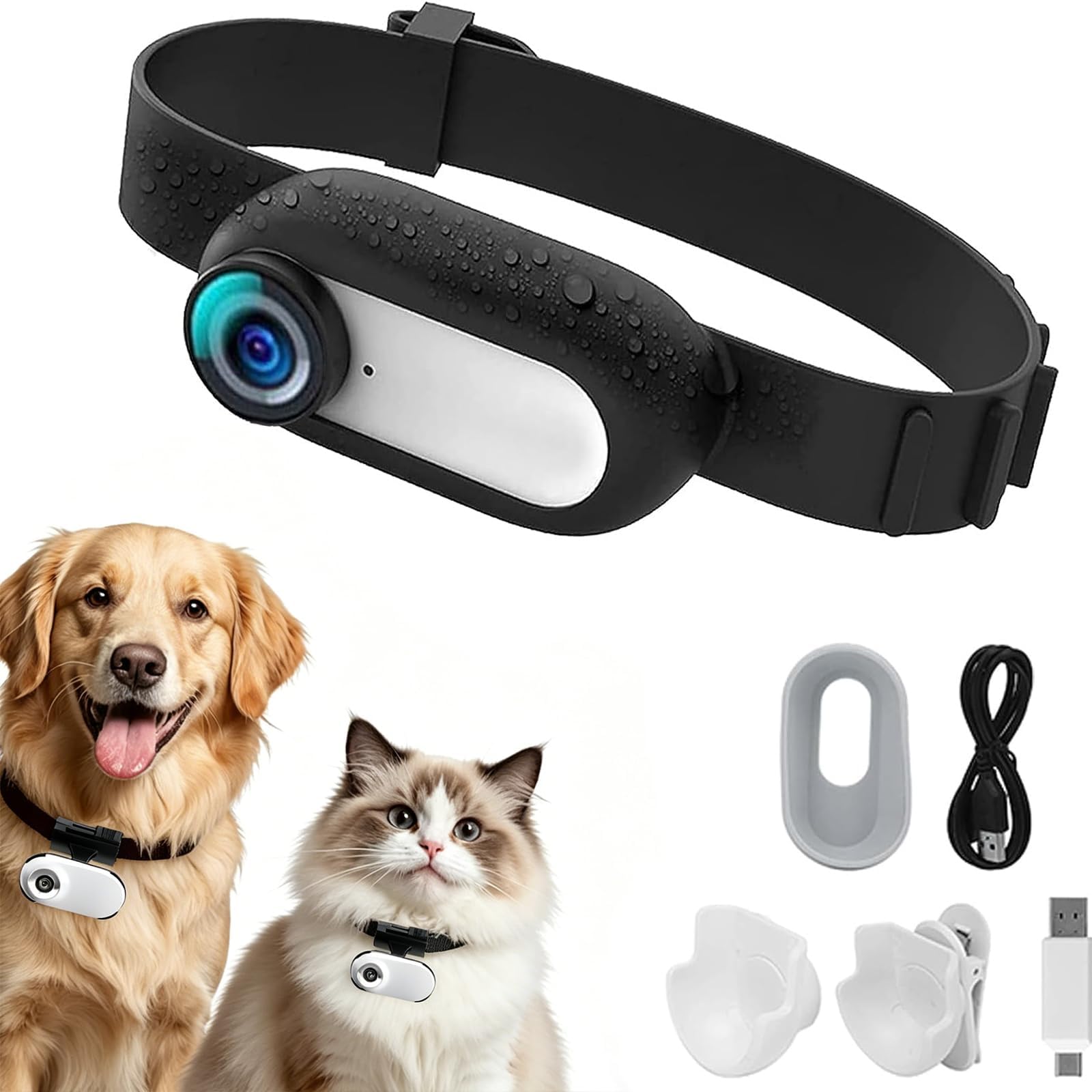 ehomful HD 1080P Cat Camera Collar with Video Record Wireless Mini Sport cam,Small Action Cameras,Body Camera for Pet Supplies/Stuff,Outdoor/Inoor Birthday Gift No WiFi