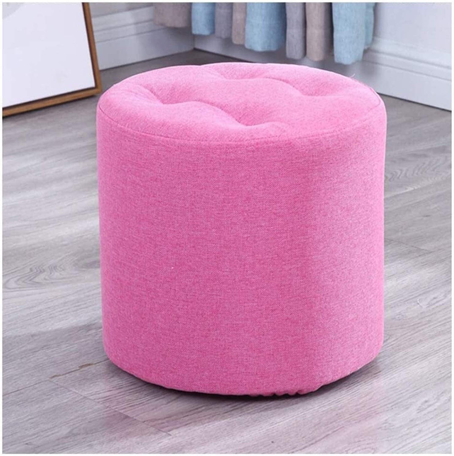 Repose-pieds ottoman rose et banc à chaussures en bois massif pour la maison