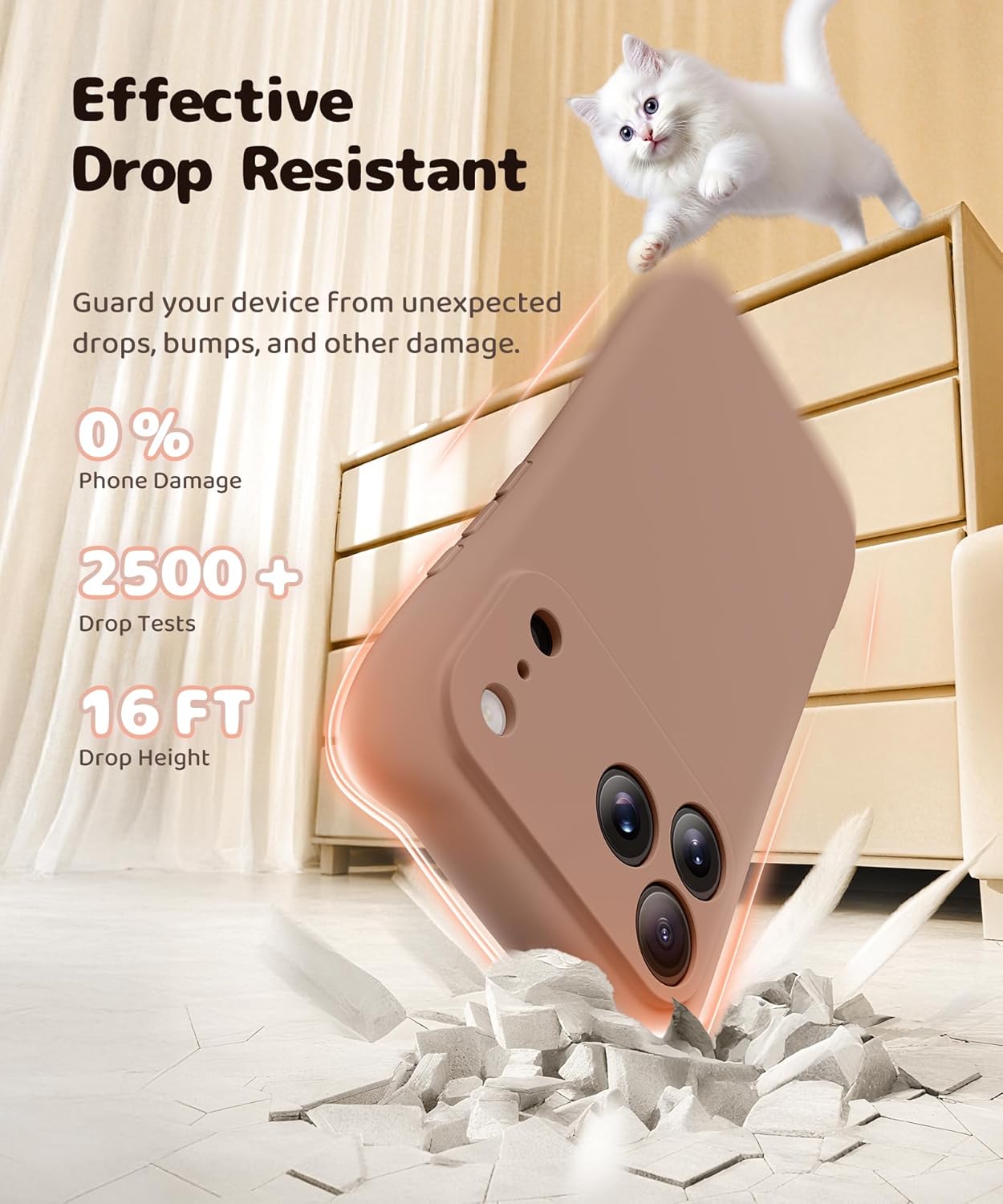GolbinBox Magnetic for iPhone 17 Pro Max Case, [Compatible with MagSafe] [Full Camera Protection], Liquid Silicone Shockproof Phone Cover with Cute Cat Ears for iPhone 17 Pro Max 6.9'', Brown
