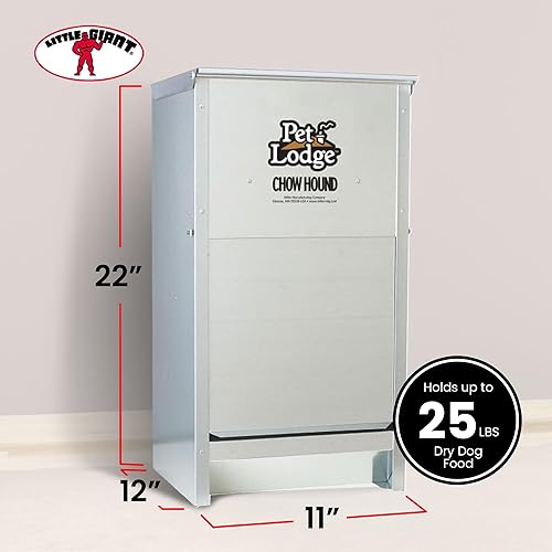 Miniatura 3 de Little Giant Chow Hound - Comedero automático automático para perros de calibre pesado de acero para interiores y exteriores, capacidad de 25