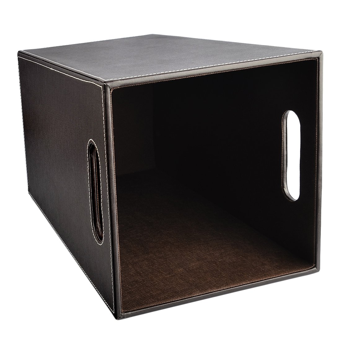 Mülleimer, Rechteckig Mülleimer Leder Papierkorb mit Griff Klein Abfallkorb für Küche Bad Büro Wohnzimmer Schlafzimmer, 34.5 * 25.6 * 19CM (Braun)