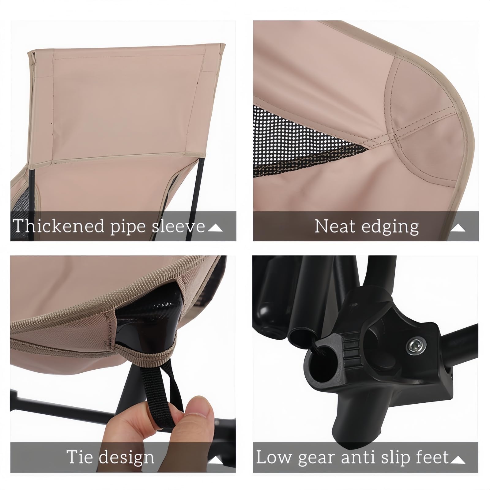 Sedia da Campeggio Pieghevole con Schienale Alto, Portata 120 kg, con 2 tasche laterali, sedia da campeggio ultraleggera e portatile, per Campeggio, Pesca, Picnic, Festival