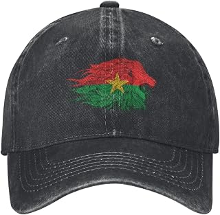 Vintage Washed Burkina Faso People of Burkina Faso Flag Lion Baseball Cap, Distressed Adjustable Low Profile Unstructured Cotton Dad Hat for Men & Women