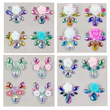 16 Clors Rainbow 3D Rhinestone Crystal Tattoo Sticker Eyebrow drill Glitter Eyeliner Eyebrow Makeup Face Eyes Diamond Temporary Tattoo for Women Festival Accessory DIY Decorations