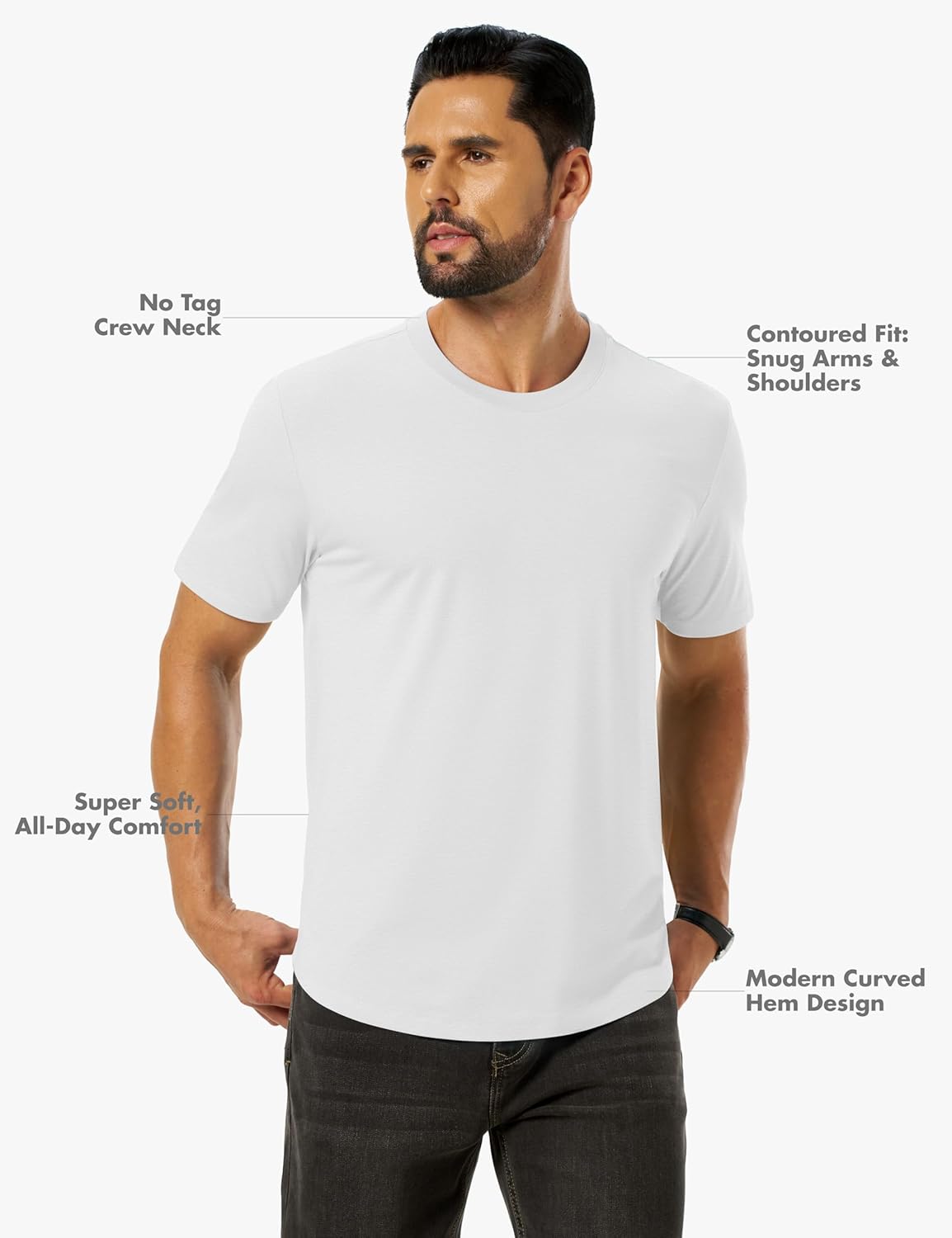 Cotrasen Mens T-Shirts Short Sleeve Curved Hem Lightweight Moisture Wicking Cooling Cotton Blend Casual Crewneck Tee Shirts - Image 4