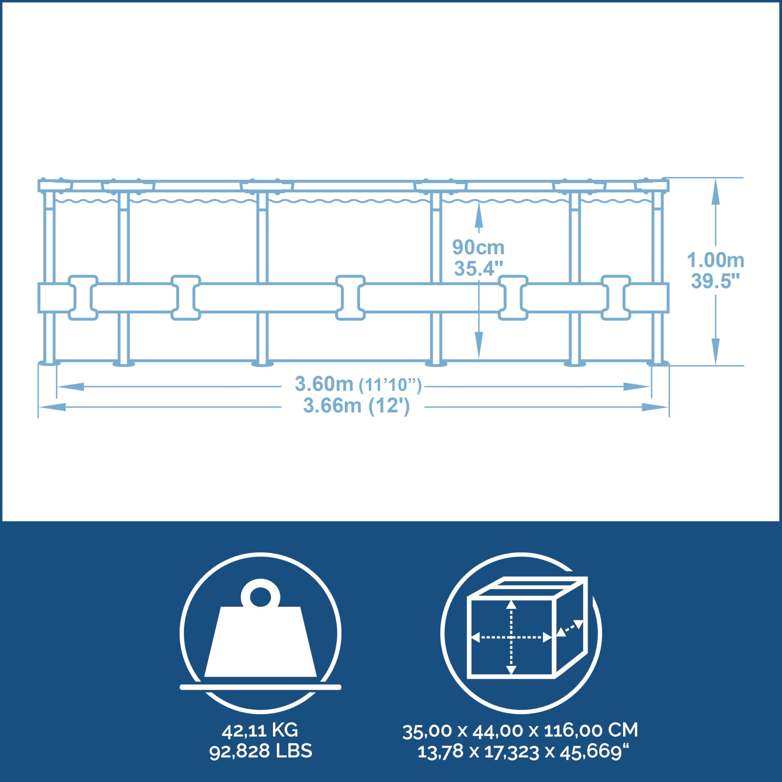 Bestway Steel Pro MAX Frame Pool-Set mit Filterpumpe Ø 366 x 100 cm, Rattan-Optik (Schokobraun), rund