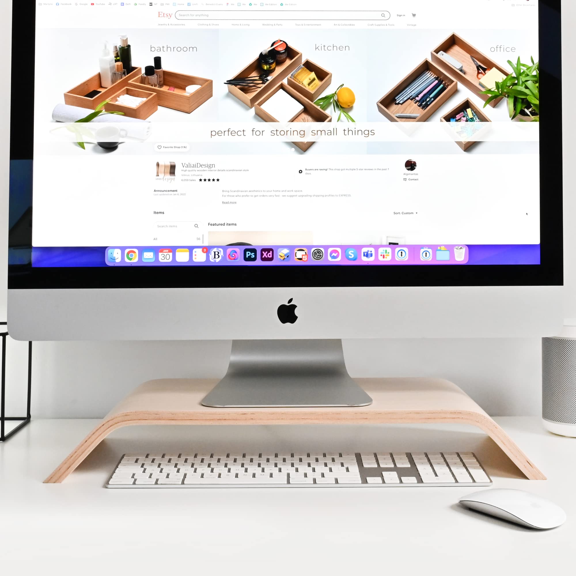 Robuster TV-Ständer aus Holz, Tragbarer Büro Laptop Ständer, Tablet Ständer, Erhöhter Computerständer im Minimalistischen Skandinavischen Stil, Monitorständer (Natur Holz)