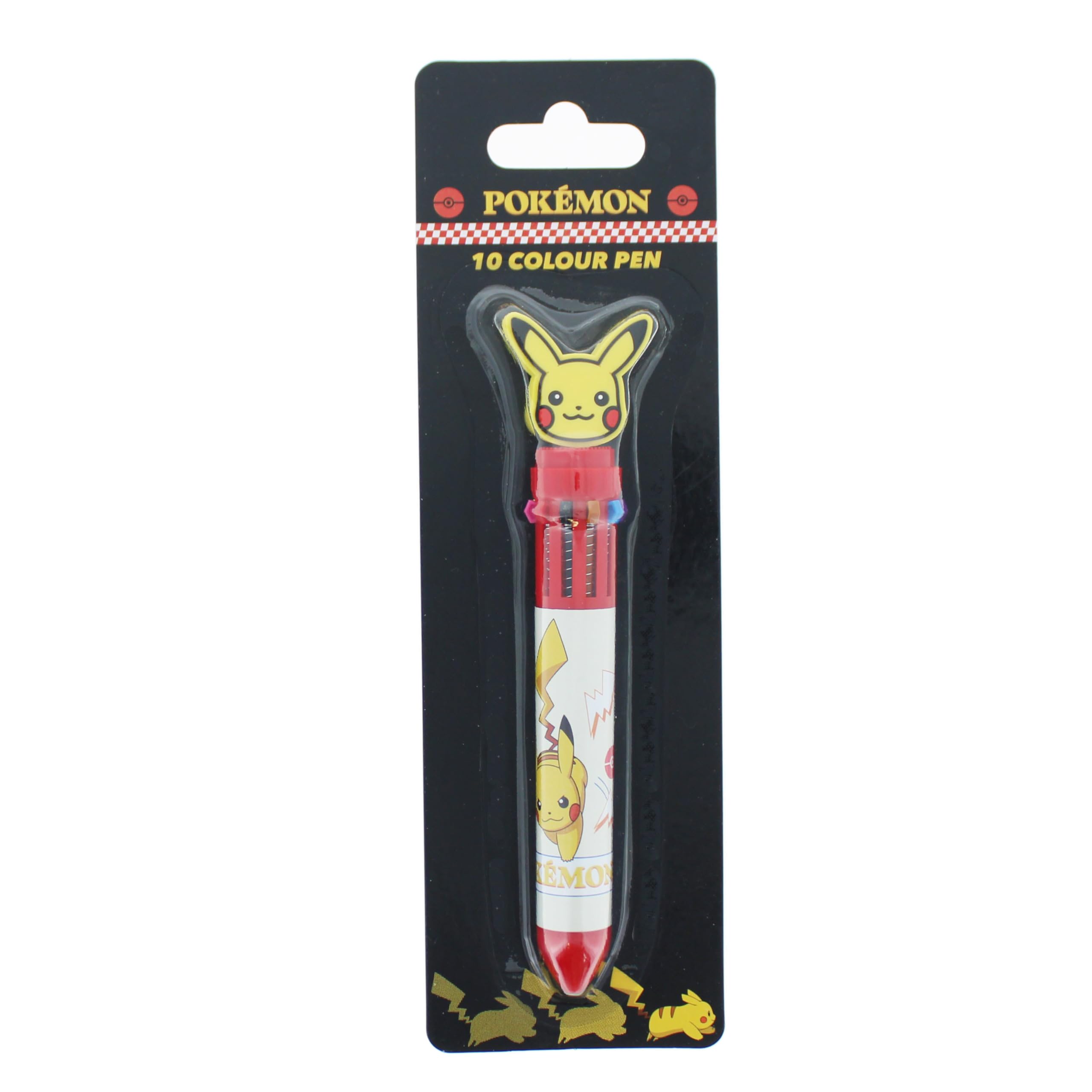 Blueprint Collections Pokemon Multi Colour Pen | 10 Colour Click Pen with Pikachu Topper | Fun Back to School Essentials for Kids | Pokémon Stationery & Gifts