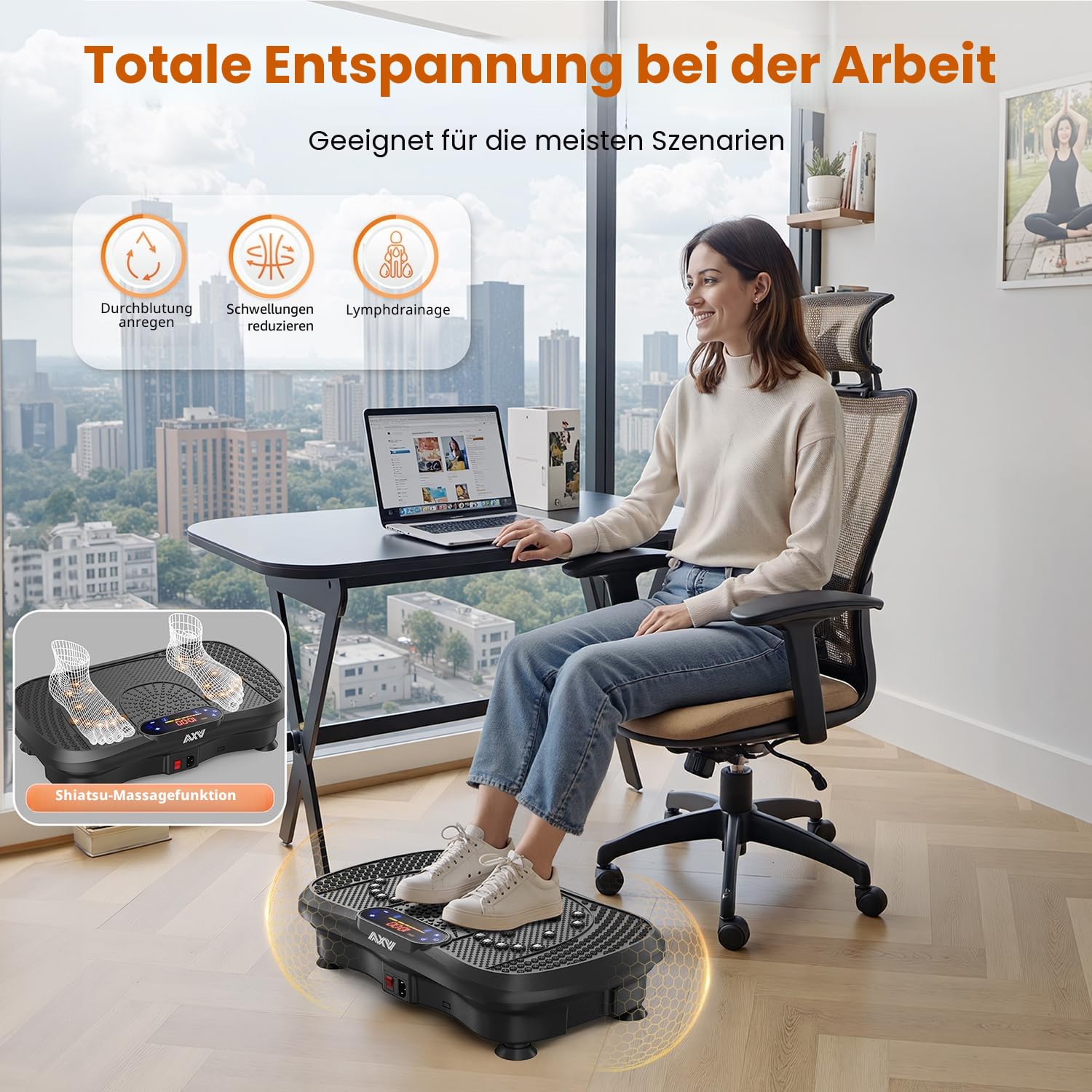 AXV Vibrationsplatte Testsieger, Rüttelplatte Sport für Zuhause,Vibration Plate mit 120 Stufen und 5 Modi, 150 kg Belastbar, mit Bluetooth, für Ganzkörpertraining, Abnehmen, Fettverbrennung