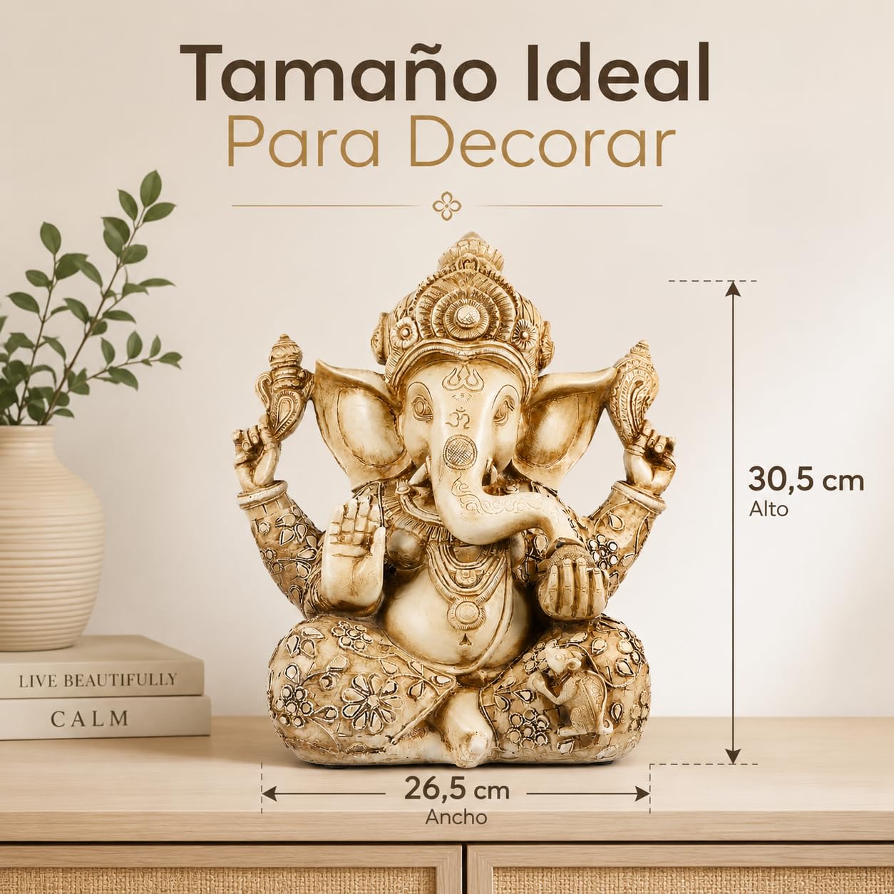 Señor Ídolo Estatua de elefante Buda Ganesh escultura 26. 5 x 30. 5 cm Blessing Home Diwali Decoración Resina Arte Artesanía Escritorio Ornamento