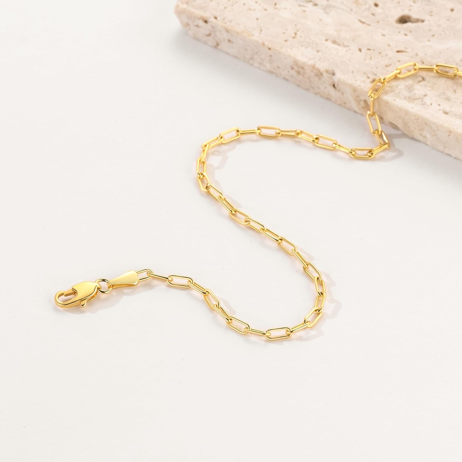 ERIN MARIE Gold Anklets for Women 14K Gold Ankle Bracelets for Women Paperclip Anklets for Womens Simple Beach Jewelry Paperclip Chain Ankle Bracelet 9/10/ 11 Inches - Image 2