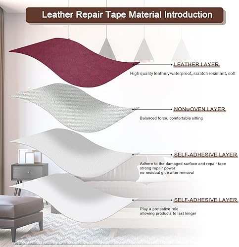 Miniatura 29 de Cinta de parche de reparación de cuero para sofá, sofá autoadhesivo grande, asiento de automóvil, silla de oficina, muebles de cuero, kit de parches
