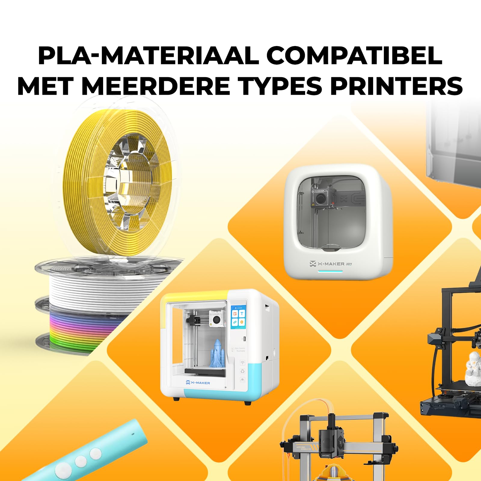 Paquete de material de impresora 3D PLA, 1.75mm (± 0.03 Mm) púrpura, verde, azul y amarillo material - 200 gramos (0.44 libras) x 4 piezas, adecuado para impresoras 3D compatibles