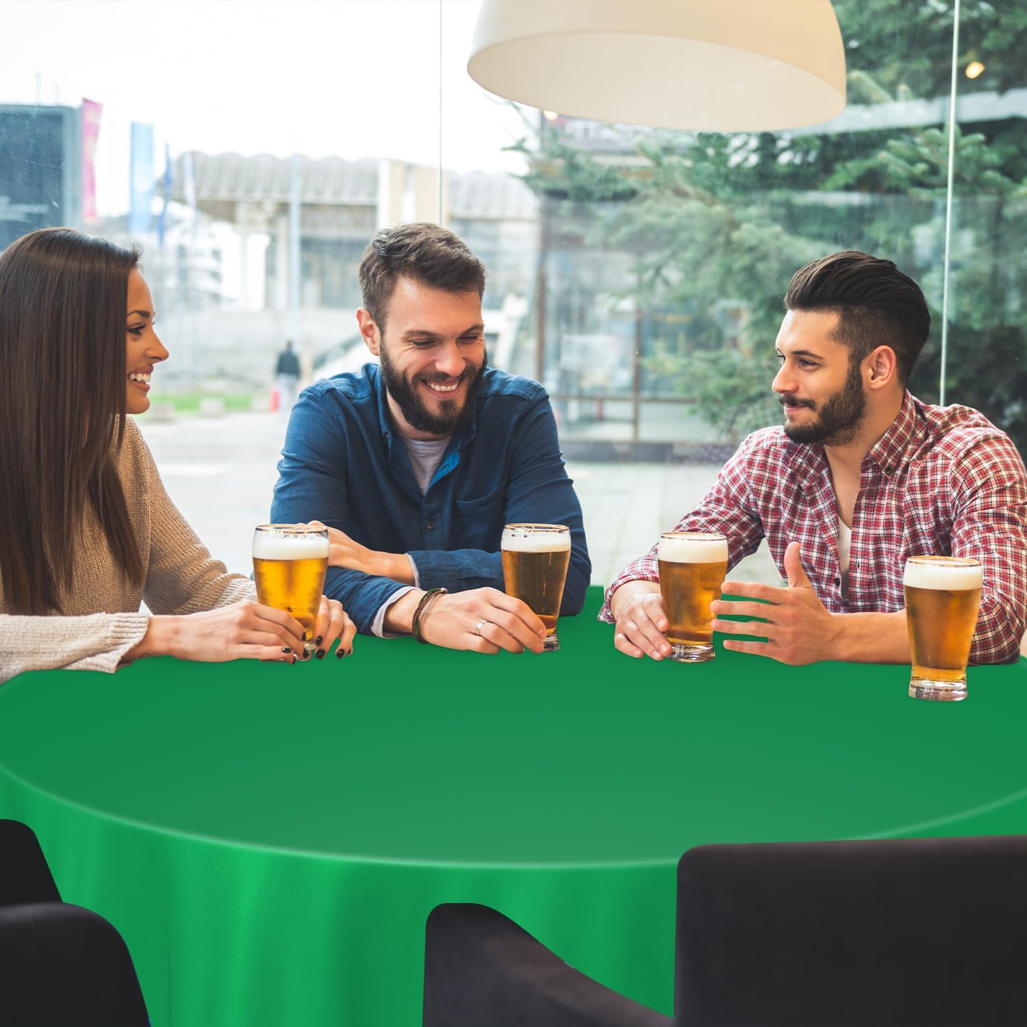 Green 16 Pack 84 Inch Plastic Round Tablecloths, Disposable Plastic Tablecloths for Multiple Parties - Image 7