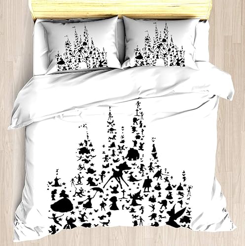 NTCBED Happiest Castle On Earth - Juego de funda de edredón suave, funda de almohada, diseño floral único, funda de edredón tamaño queenmatrimonial