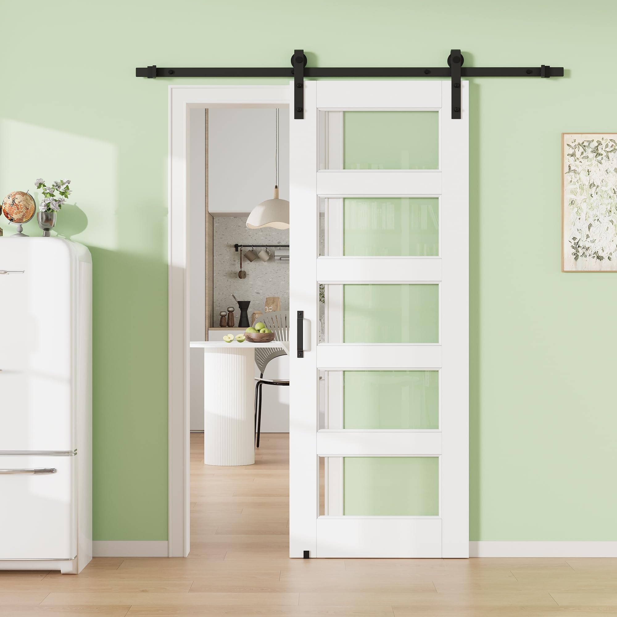 24" x 80" Presembled 5 Molded Panels Sliding Barn Doors with 72" Track Kit