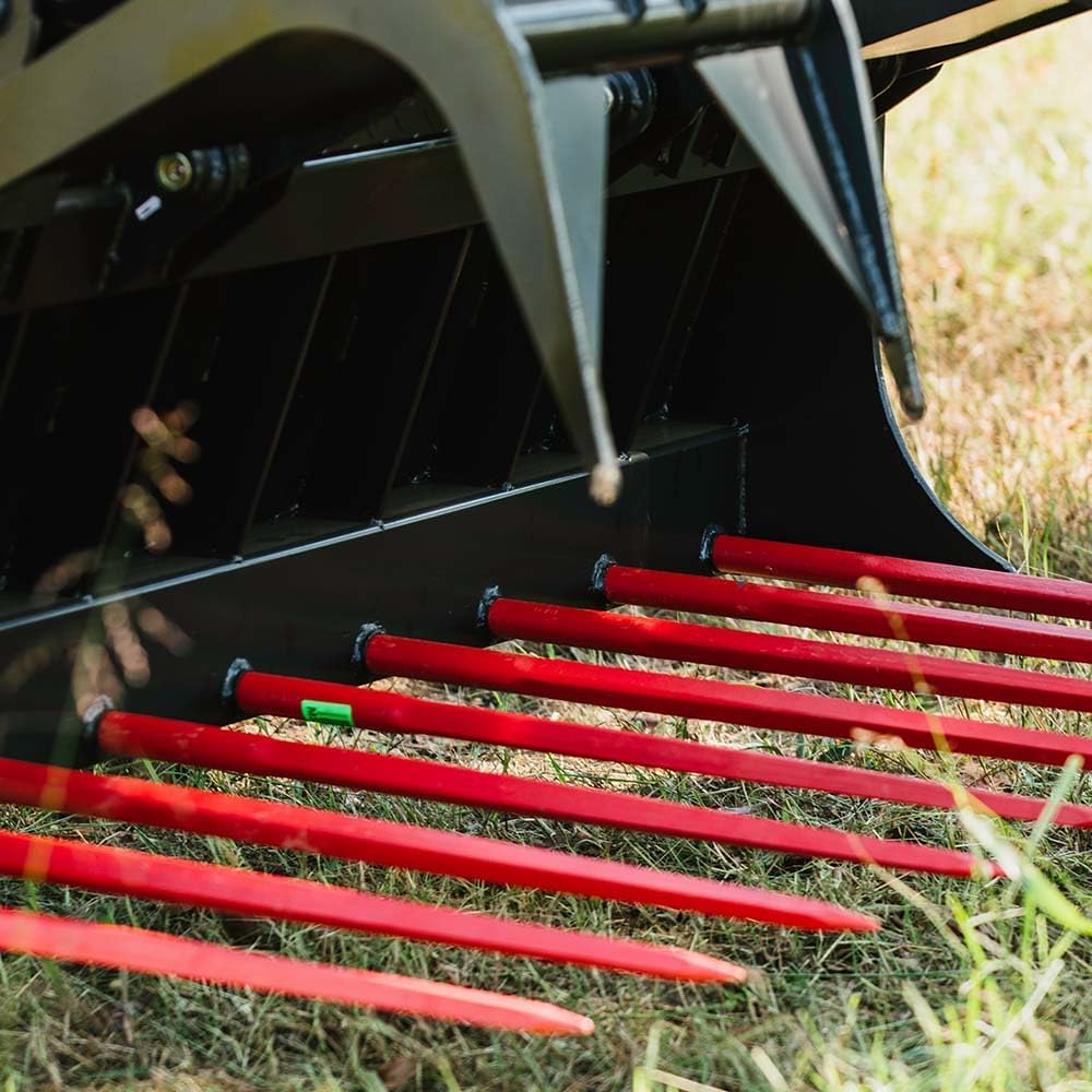 Titan Attachments 72" Manure Tine Grapple Bucket Attachment, SSQA Hay Spear Frame, Double Grapple Rake Arms for Heavy-Duty Clamping Power, 3,000 PSI Twin Cylinders