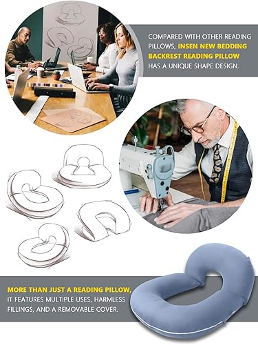 Miniatura 2 de INSEN Almohada de lectura, almohada de espalda para sentarse en la cama para leer, enfermera y relajarse, almohada de lectura para adultos, madres y