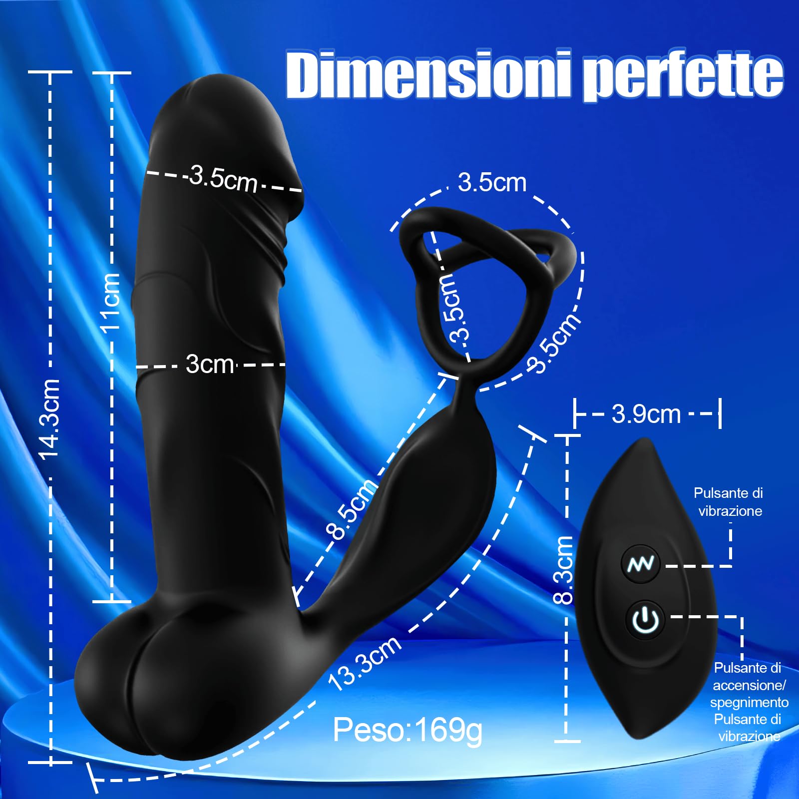 Vibratore Anale Stimolatore Prostata per Uomo Massaggiatore Prostatico Dilatatore Uomo con Anello per Pene Anale Vibratore con Telecomando Massaggiatori Dildo Vibratori Silicone Giocattoli Sessuali