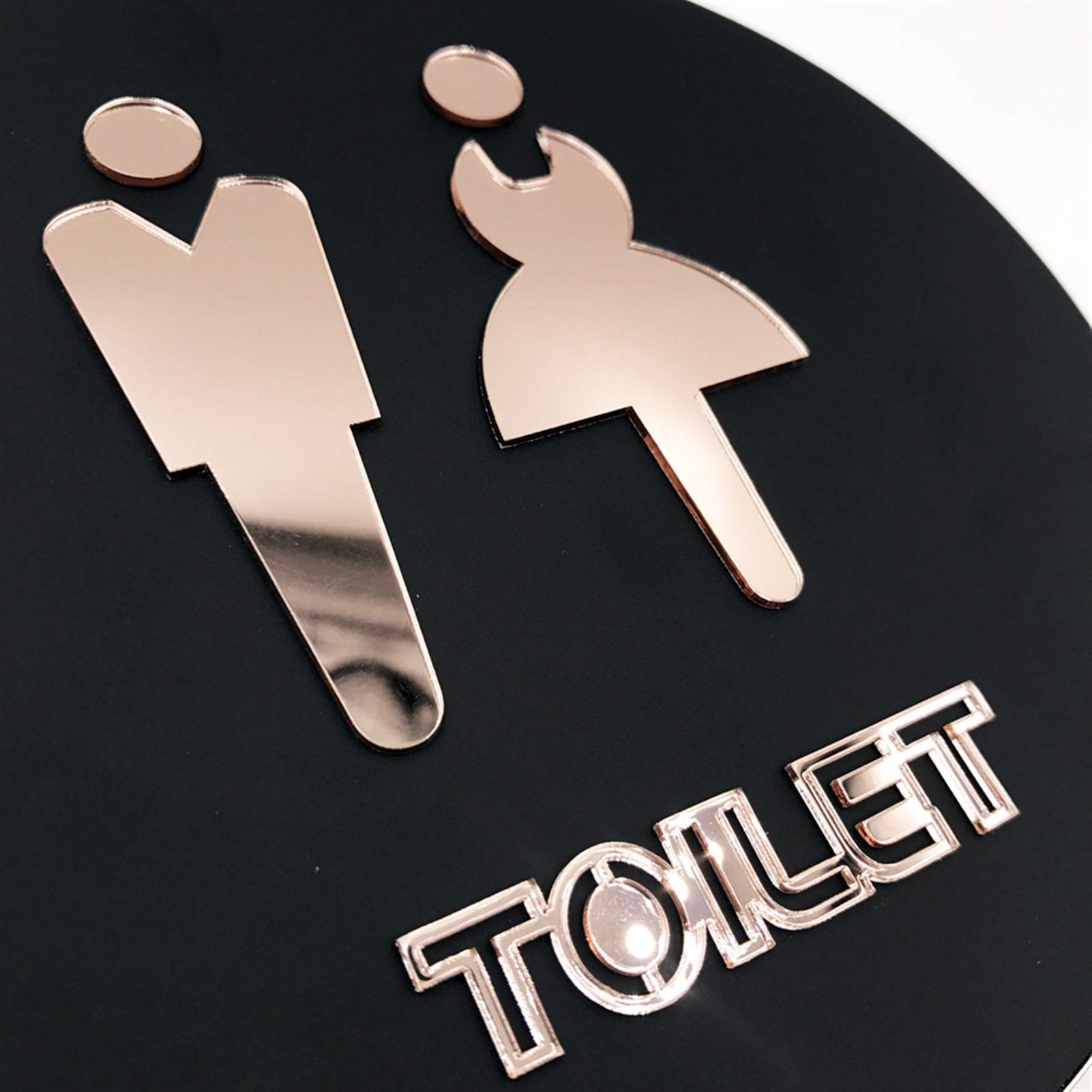 Letrero para Inodoro para Hombres y Mujeres, letreros para baño, diámetro de 16 cm, círculo Que se adhiere a la Puerta de Pared de Vidrio (accesible 16 cm) (Mujeres 16 cm) (Mujeres 16 cm)