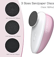 Vista 5 de Rechargeable Electric Foot Callus Remover with 3-Sizes 120Pcs Sandpapers, Professional 1000RPM Electric Foot File with Organizer, Pedicure Tools