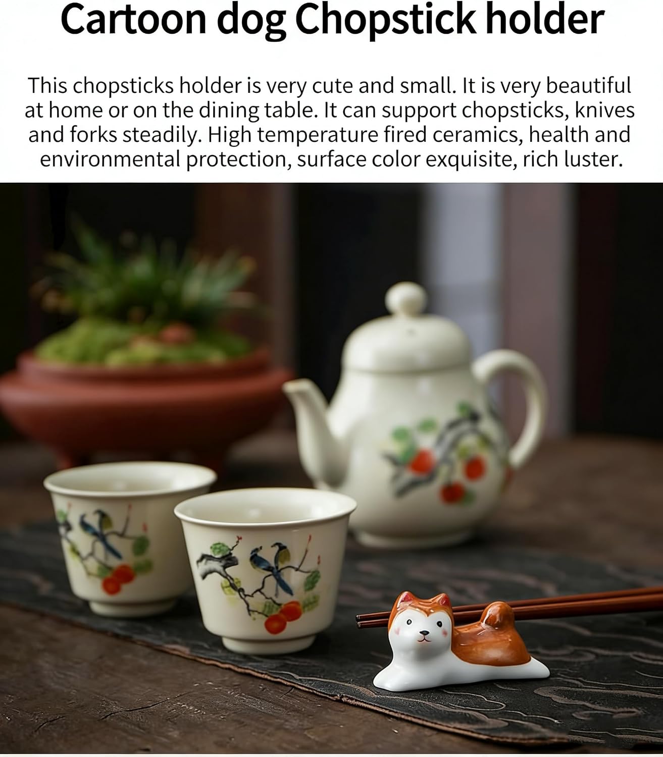 Cute Shiba Inu Ceramic Chopstick Rests, Multi-Color Puppy Tableware Holder Mini Decor for Dog Lovers & Restaurants【A-5】