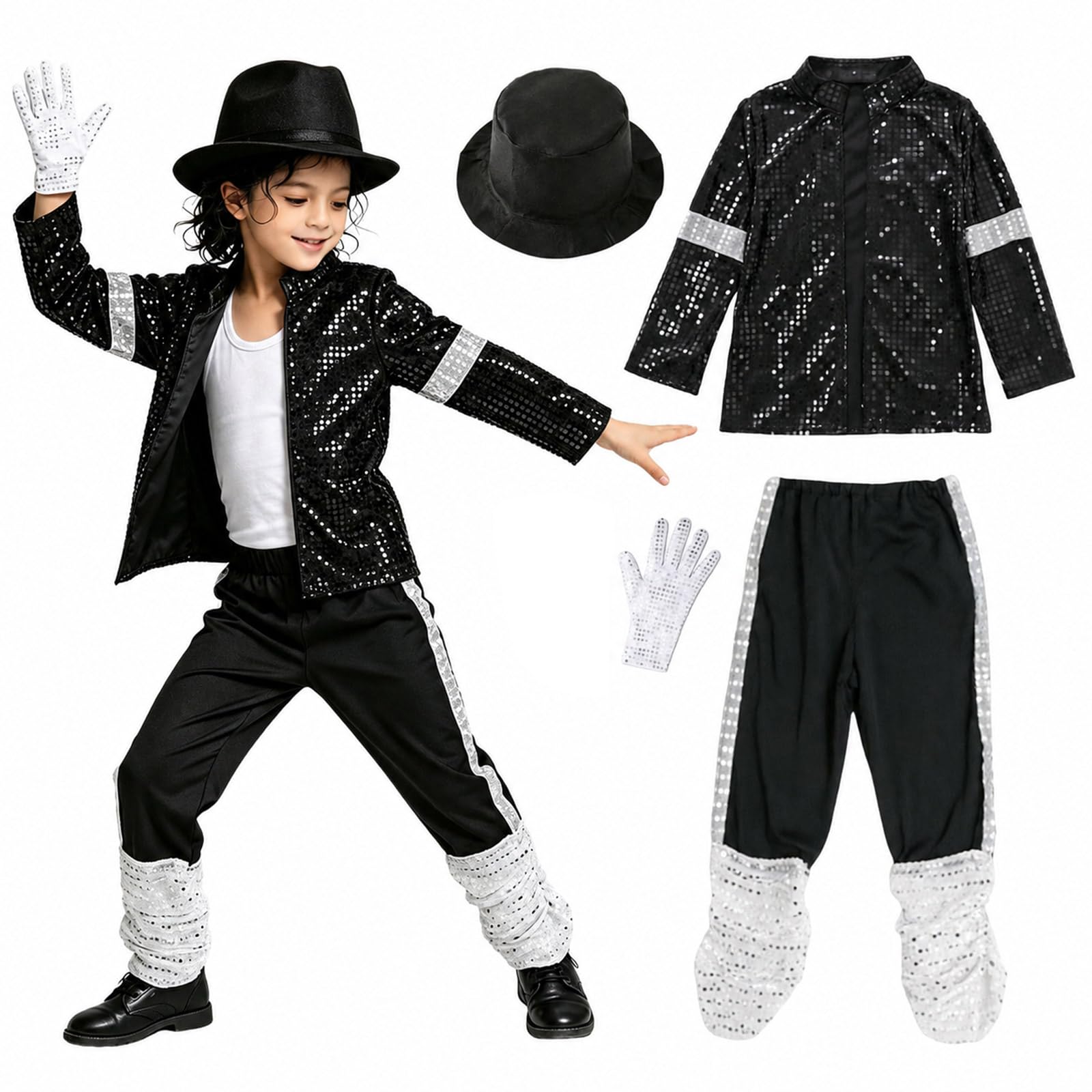 MJ Costume Accessories Michael Merch 80s Dancer Fancy Dress Sets for Party