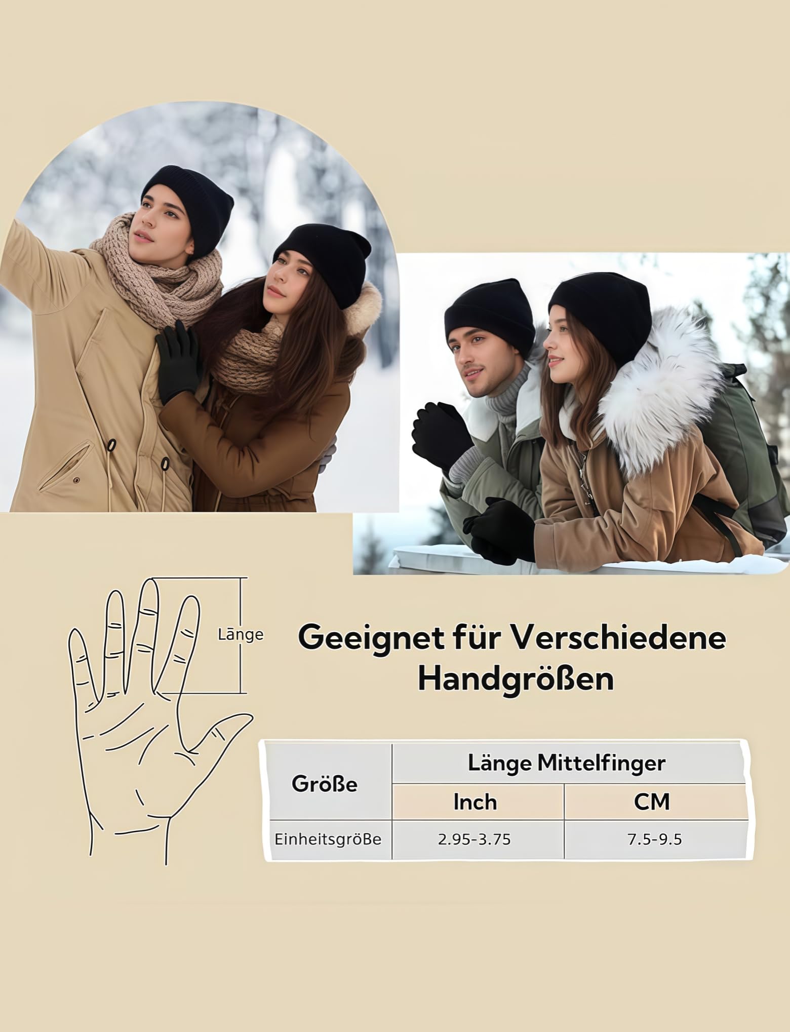 Handschuhe Damen Winter Thermo Warme Touchsreen Handschuhe mit Dicke Winddicht Fleece Elastische für Skifahren Radfahren Doppelschicht Sherpa Geschenk für Frauen