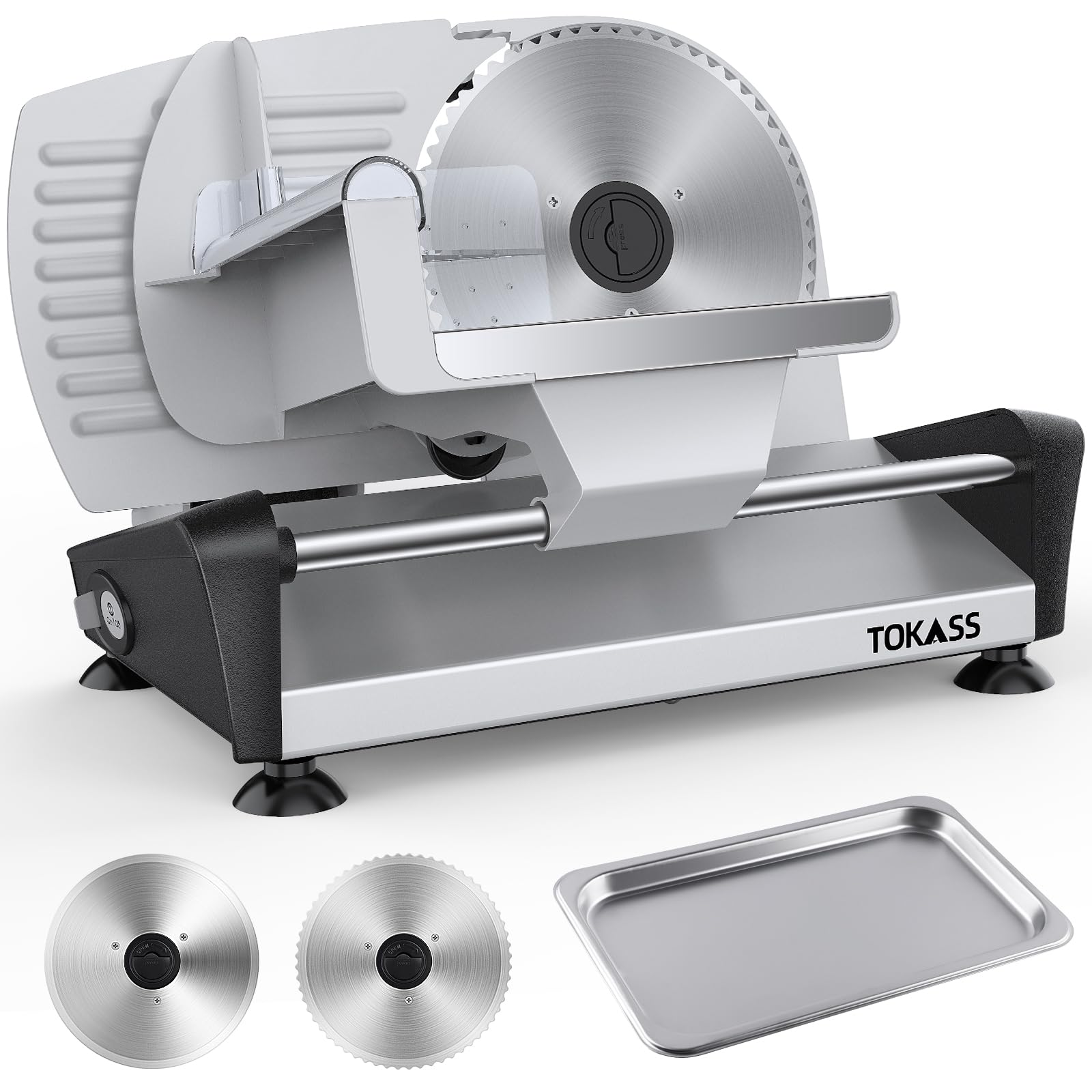 Elektrische Allesschneider 200W Brotschneidemaschine 19CM Edelstahlklingen 0-15mm Einstellbare Schnittstärke DC-Motor