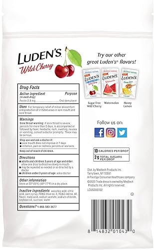 Miniatura 9 de Luden's - Gotas de garganta de cereza silvestre, alivio del dolor de garganta, 30 unidades, 12 paquetes