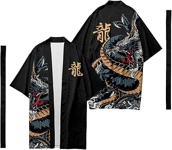 Mens Loose 3/4 Wide Sleeve Kimono Longline Yukata Robe Gown Tops Shirt Haori Coat Japanese Style